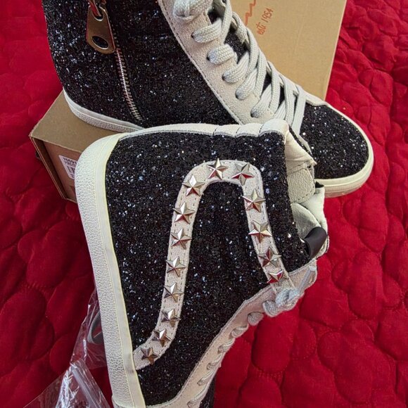 ⭐ Vintage Havana Leona RO Black Glitter High-Top Sneakers – Size 7 – NWT  NWT! - Picture 8 of 9